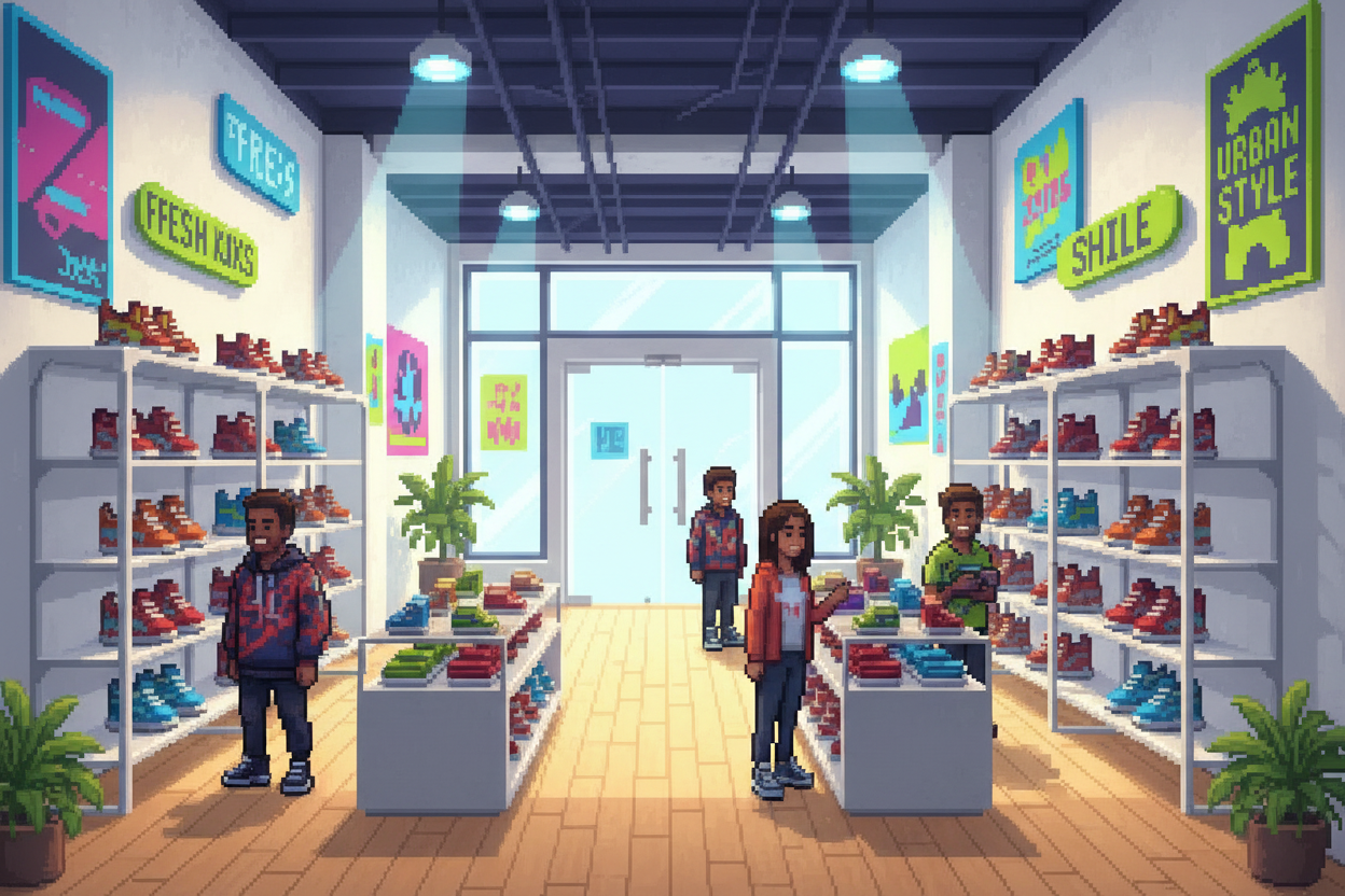 像素风明亮潮牌店内景